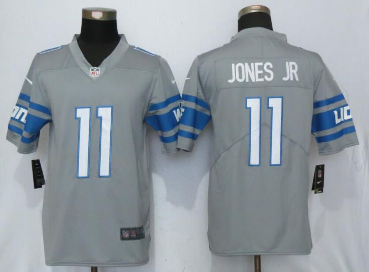 Men Detroit Lions 11 Jones jr Steel Color Rush Gray New Nike Limited NFL Jersey